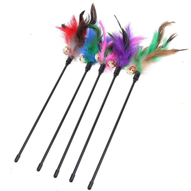 Kattenspeeltjes met veren (5 stuks)