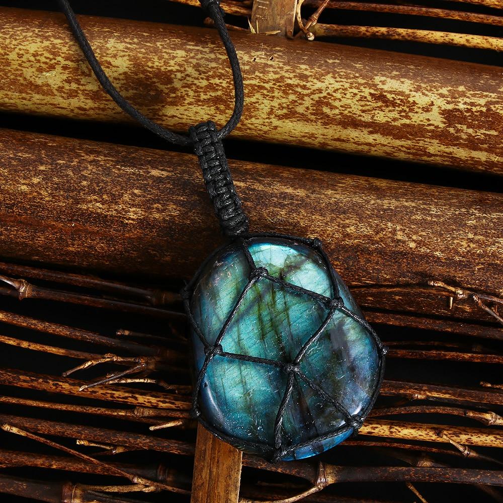 Mystieke labradoriet drakenhart ketting