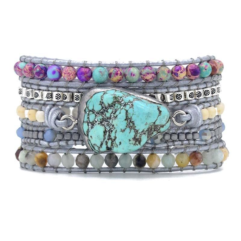 Turkoois heling en bescherming wikkelarmband