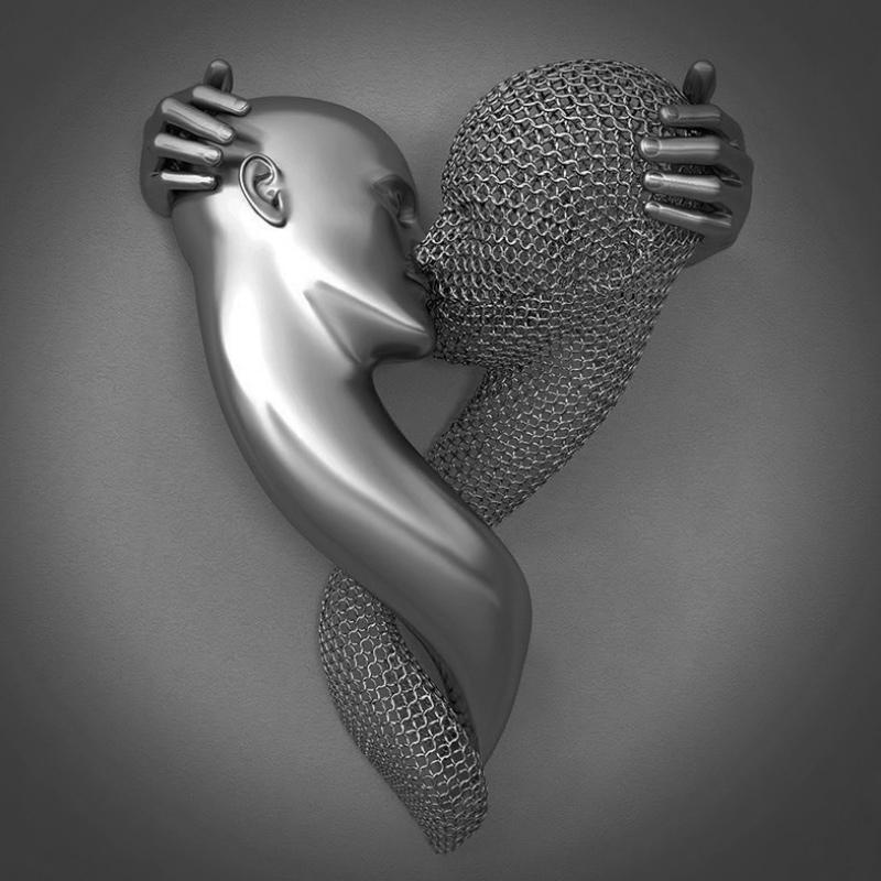 Liefdescanvas met metalen figuur
