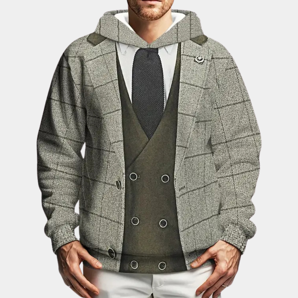 Herenhoodie met ruitpatroon