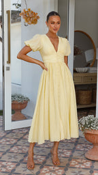 Boho-maxi jurk met V-hals en knopenrij