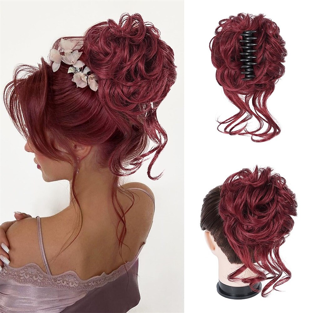Klem met hairextension voor golvende knot