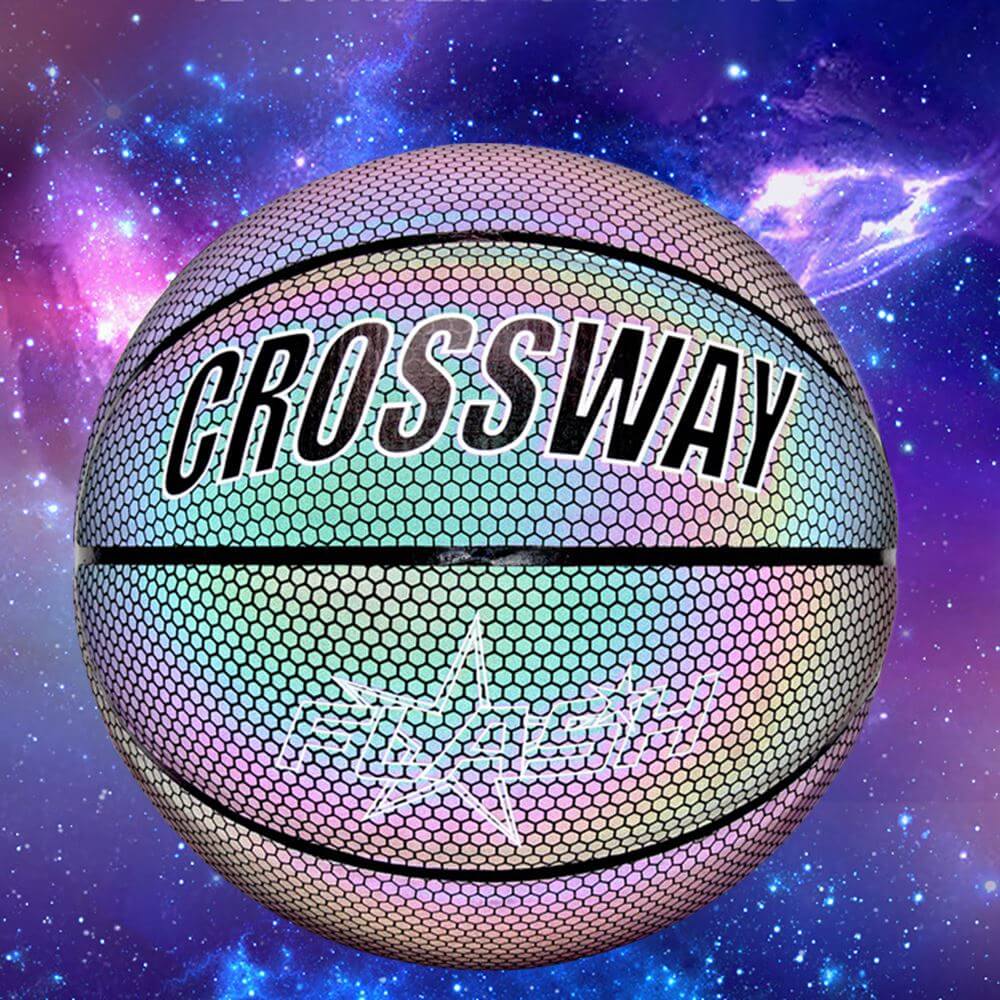 Reflecterende basketbal – kleur: Holografisch, Wit — afbeelding 2