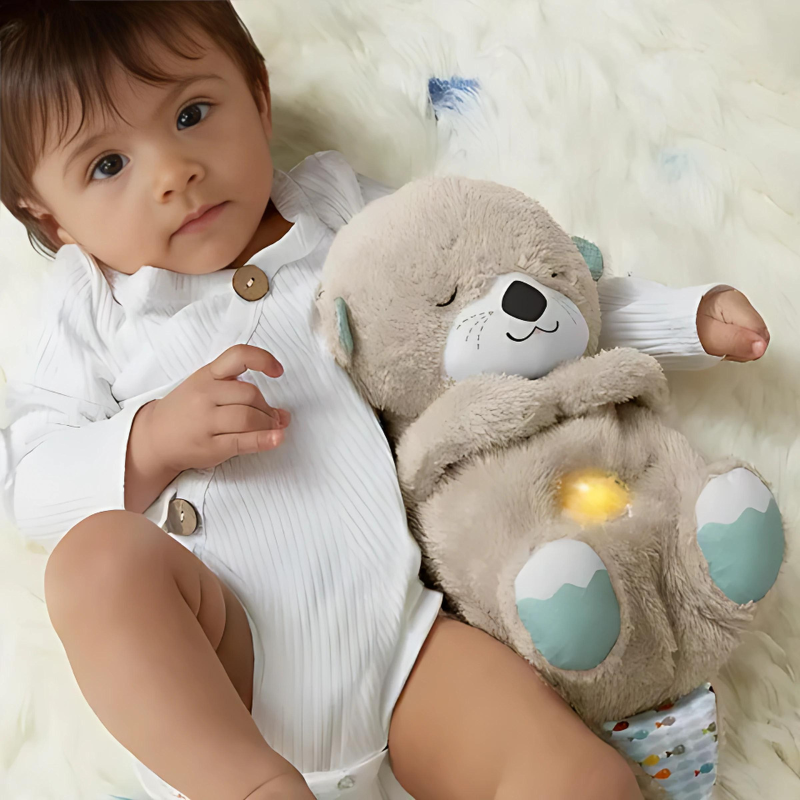 Rustgevend pluche knuffeldier met ademritme en slaapgeluid