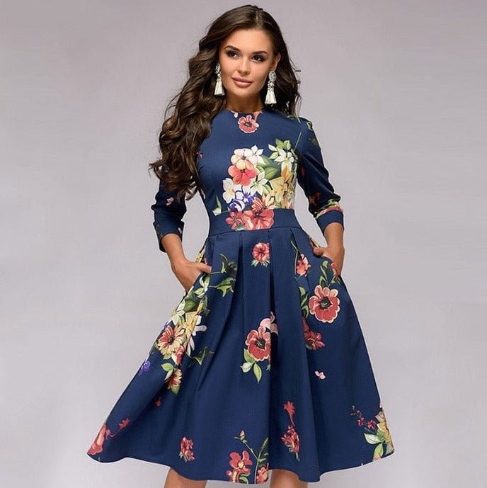Retro jurk met bloemenprint