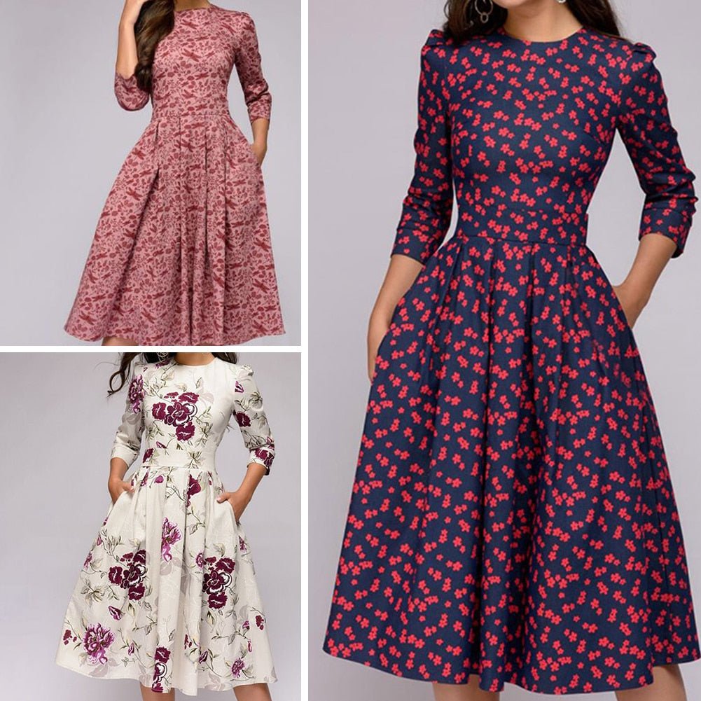 Retro jurk met bloemenprint