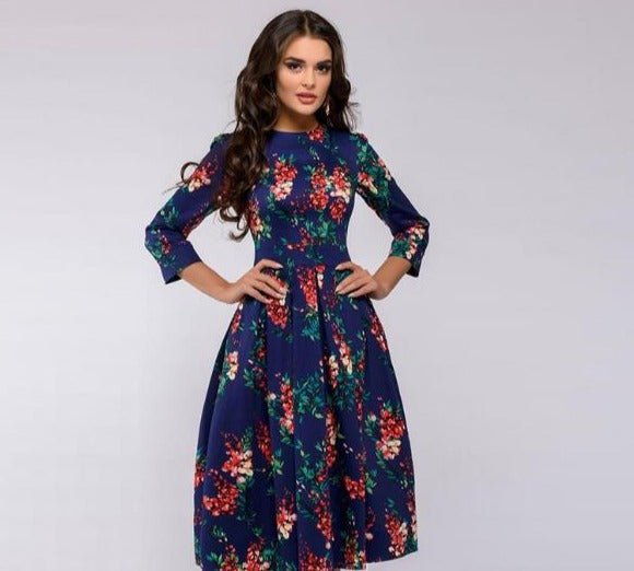 Retro jurk met bloemenprint