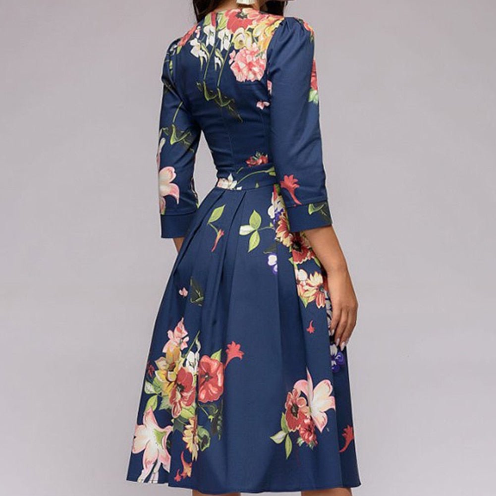 Retro jurk met bloemenprint