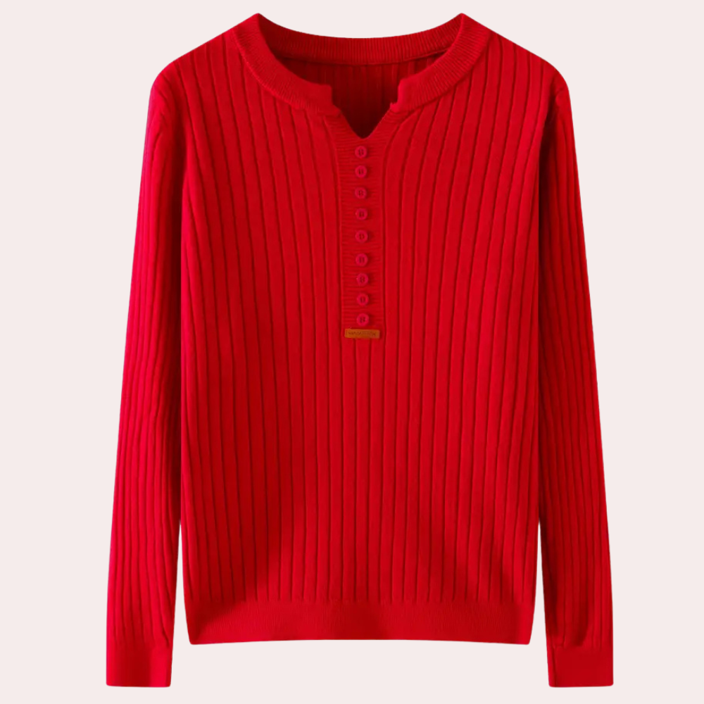 V-hals trui met knoopdetails voor dames