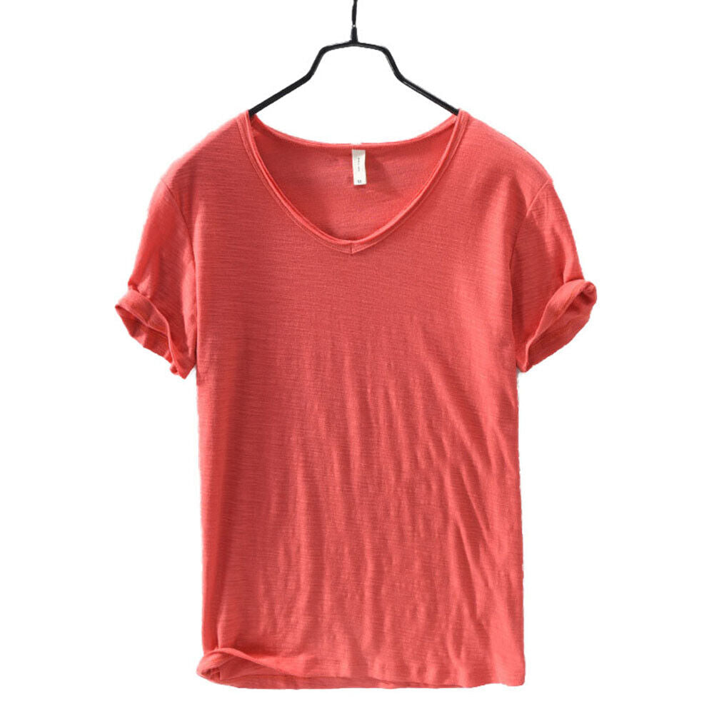 Heren V-hals linnen shirt