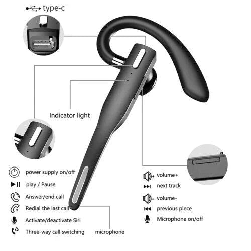 Draadloze bluetooth 5.1 headset met dual mic