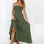 Off-Shoulder maxi-jurk met kanten details
