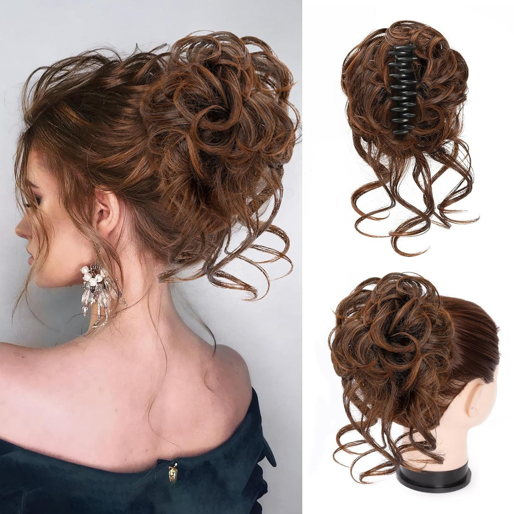Klem met hairextension voor golvende knot