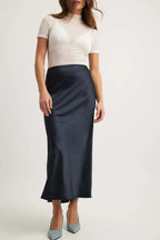 Hoge taille satijnen rok