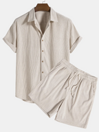 Heren zomer-set met shirt en corduroy shorts