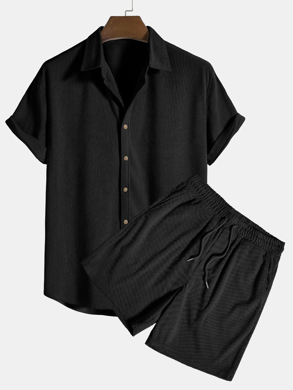 Heren zomer-set met shirt en corduroy shorts