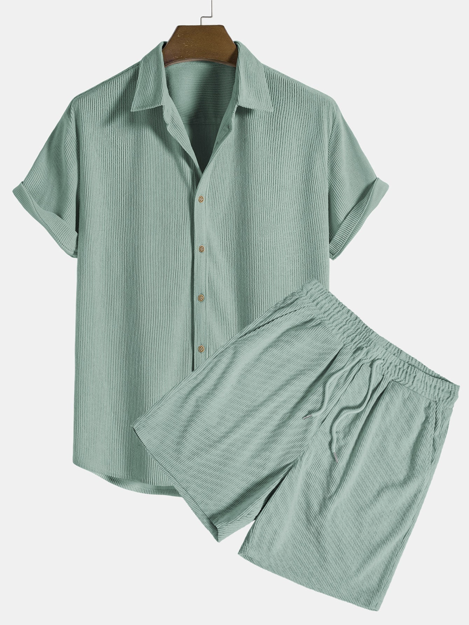 Heren zomer-set met shirt en corduroy shorts
