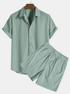 Heren zomer-set met shirt en corduroy shorts