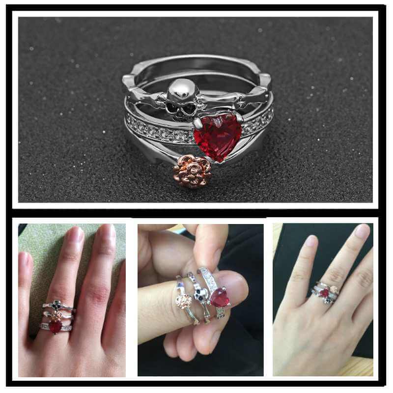 Ring met schedel- en liefdesmotief