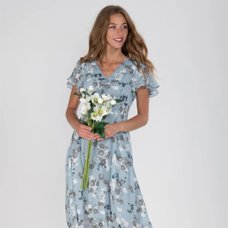Vlindermouwen maxi-jurk met bloemenprint — afbeelding 8