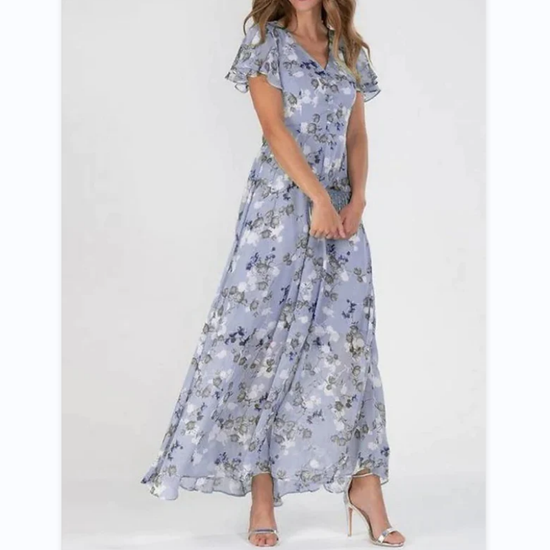 Vlindermouwen maxi-jurk met bloemenprint — afbeelding 13