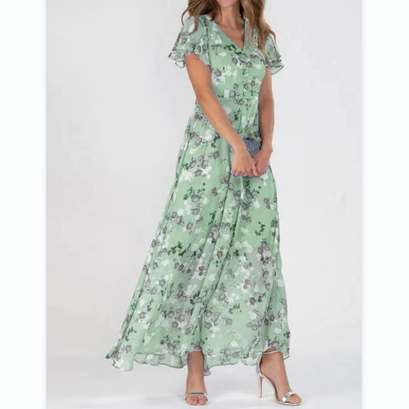 Vlindermouwen maxi-jurk met bloemenprint — afbeelding 11