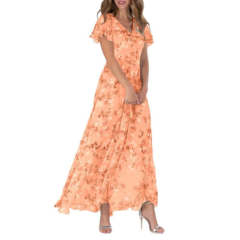 Vlindermouwen maxi-jurk met bloemenprint