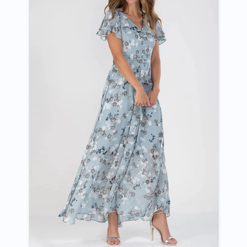 Vlindermouwen maxi-jurk met bloemenprint