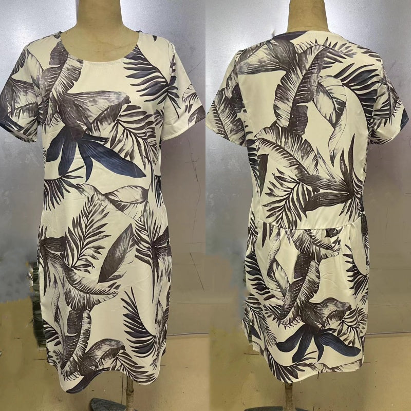Zomerjurk met ronde hals & bloemenprint