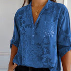 Modieuze dames blouse met V-hals en knoopsluiting