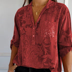 Modieuze dames blouse met V-hals en knoopsluiting