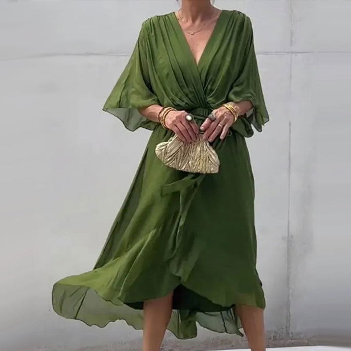 Losvallende maxi-jurk met V-Hals