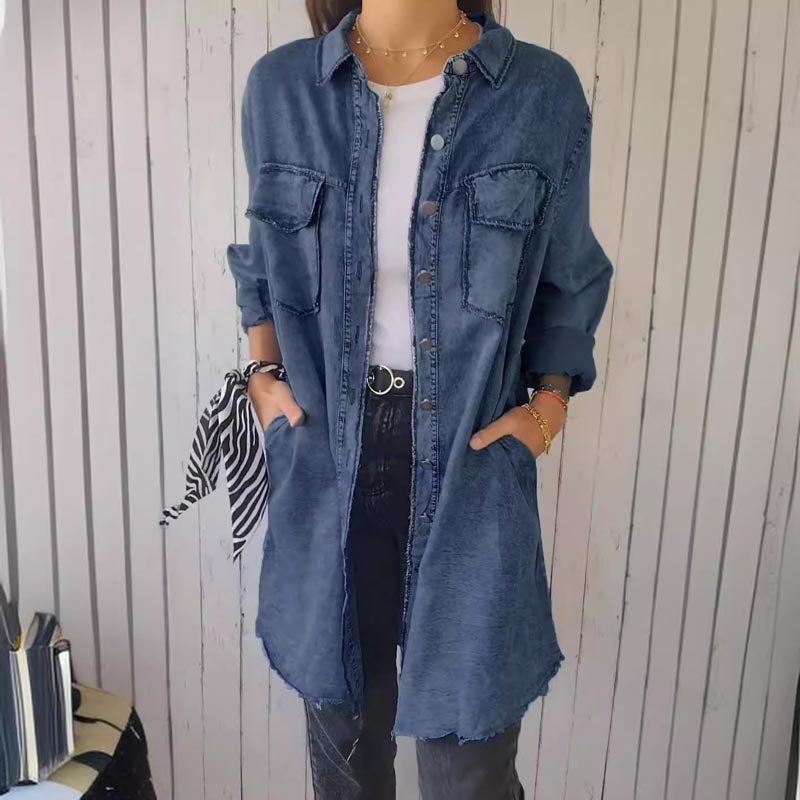 Faux denim overhemd — afbeelding 3