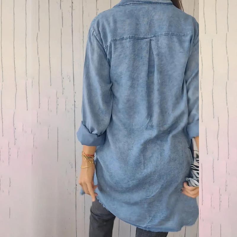 Faux denim overhemd — afbeelding 12