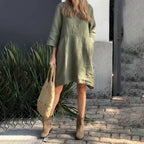 Luchtige zomerjurk met losse pasvorm en praktische zak
