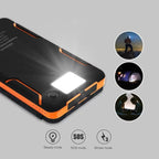 Zonne-energie powerbank met 4 panelen en 3 usb-uitgangen