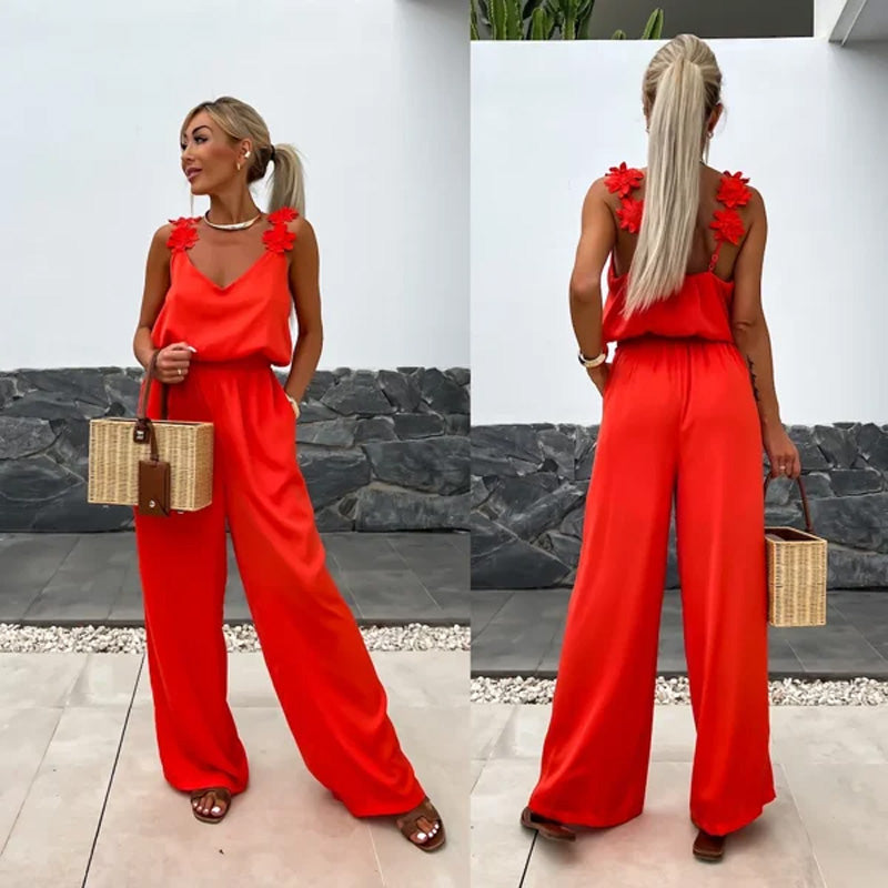Luchtige zomer jumpsuit met wijde pijpen