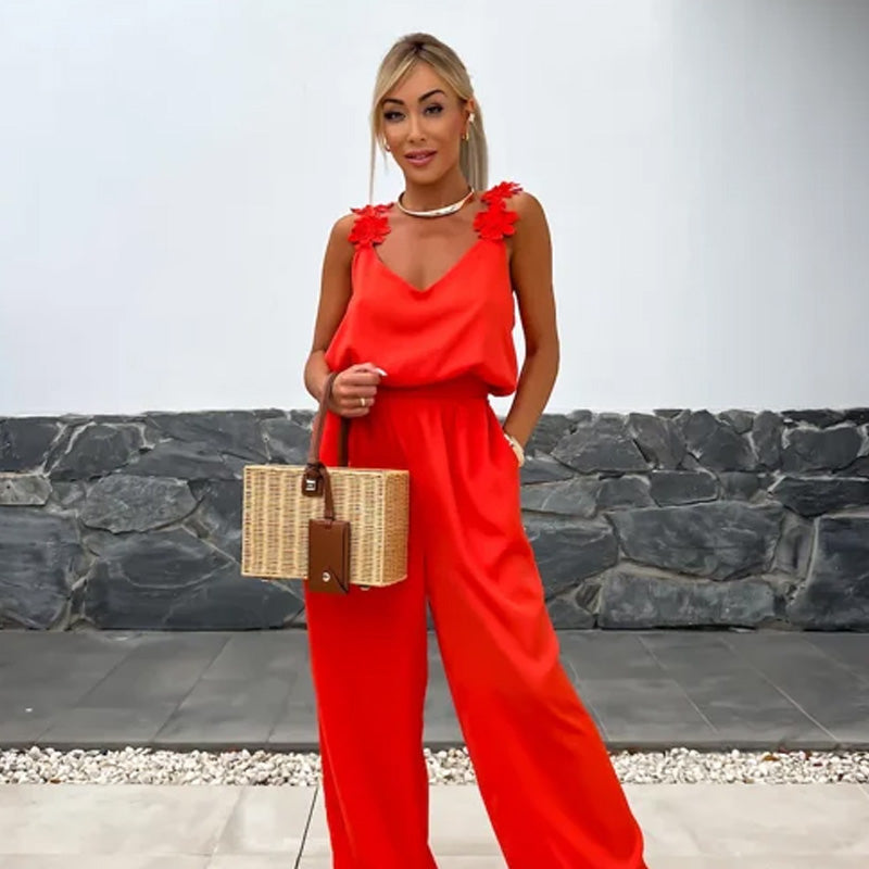 Luchtige zomer jumpsuit met wijde pijpen