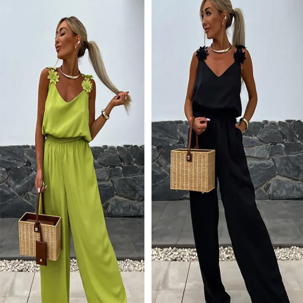 Luchtige zomer jumpsuit met wijde pijpen