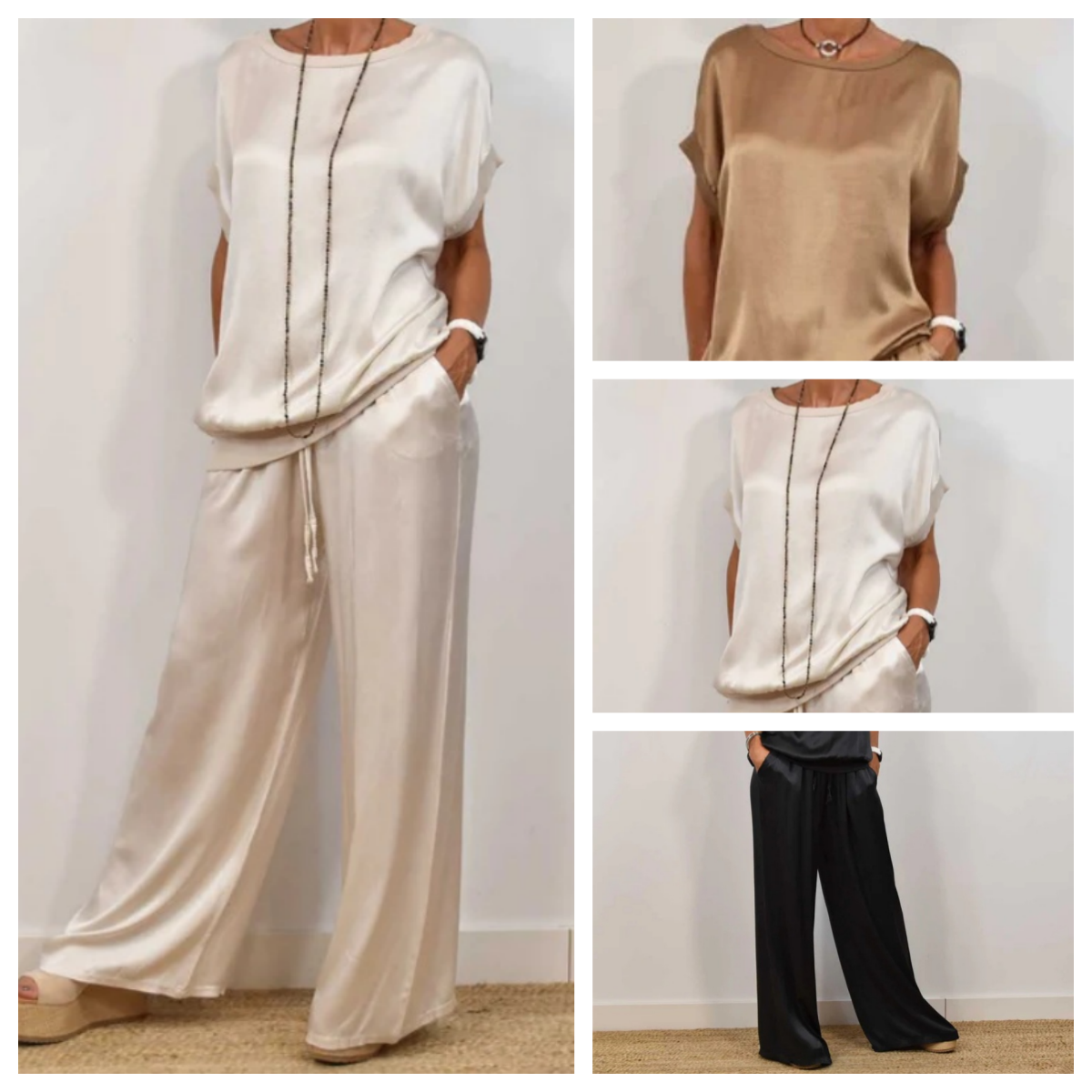 Tweedelige set met losse blouse en wijde broek