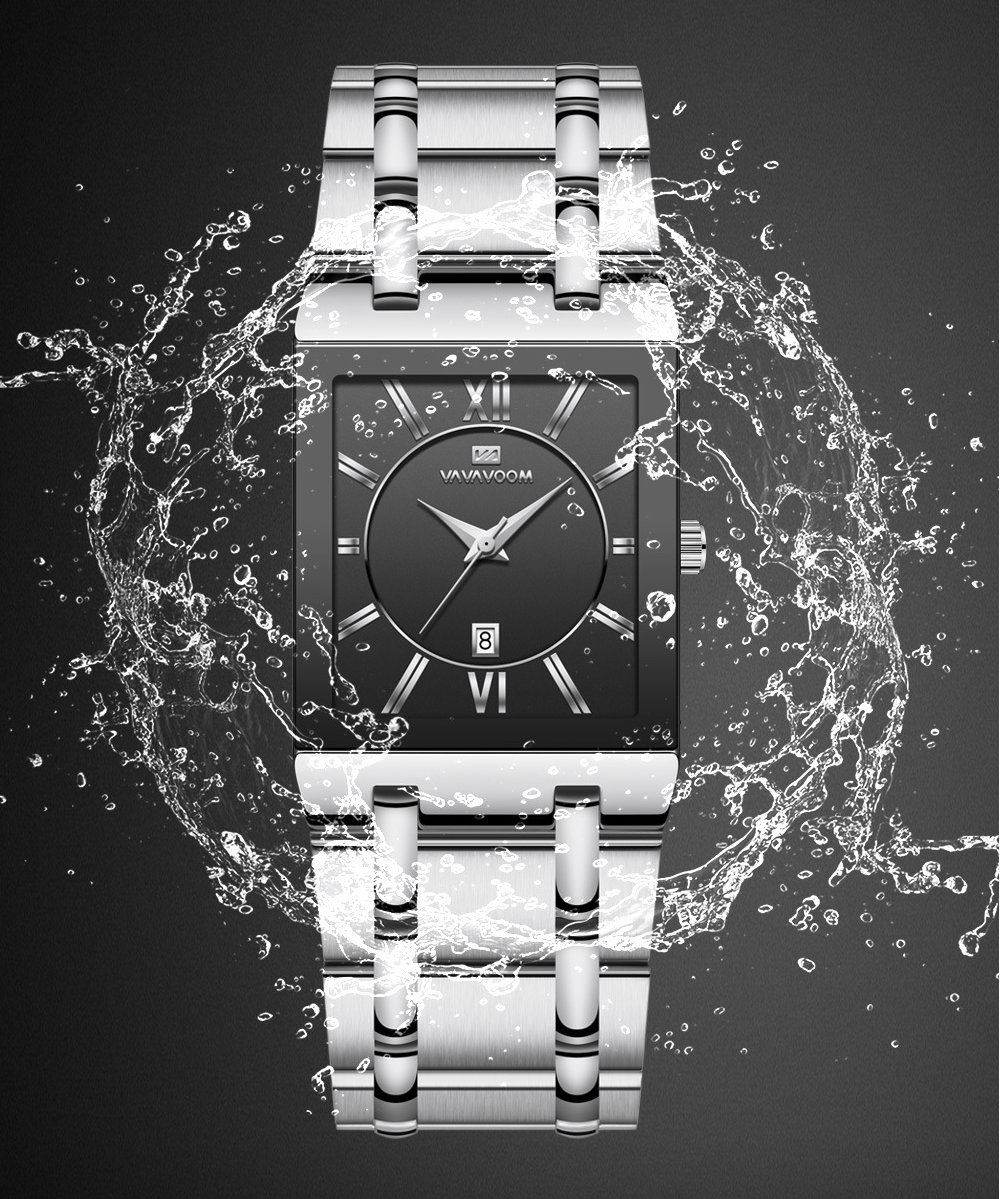 Vierkant horloge in goudkleur — afbeelding 4