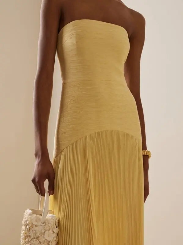 Beata | Strapless maxi-jurk met geplooide rok