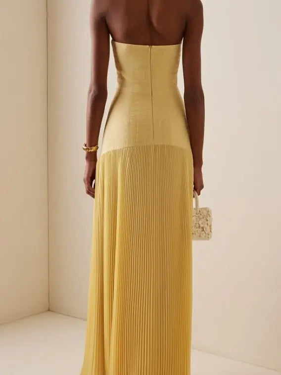 Beata | Strapless maxi-jurk met geplooide rok