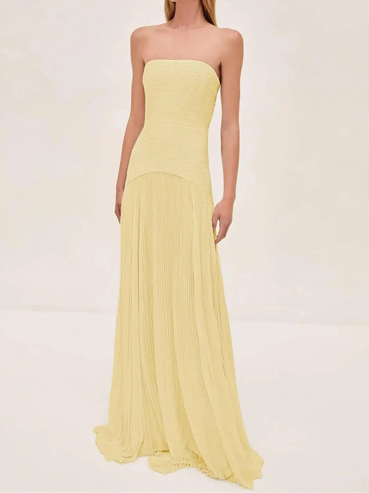 Beata | Strapless maxi-jurk met geplooide rok
