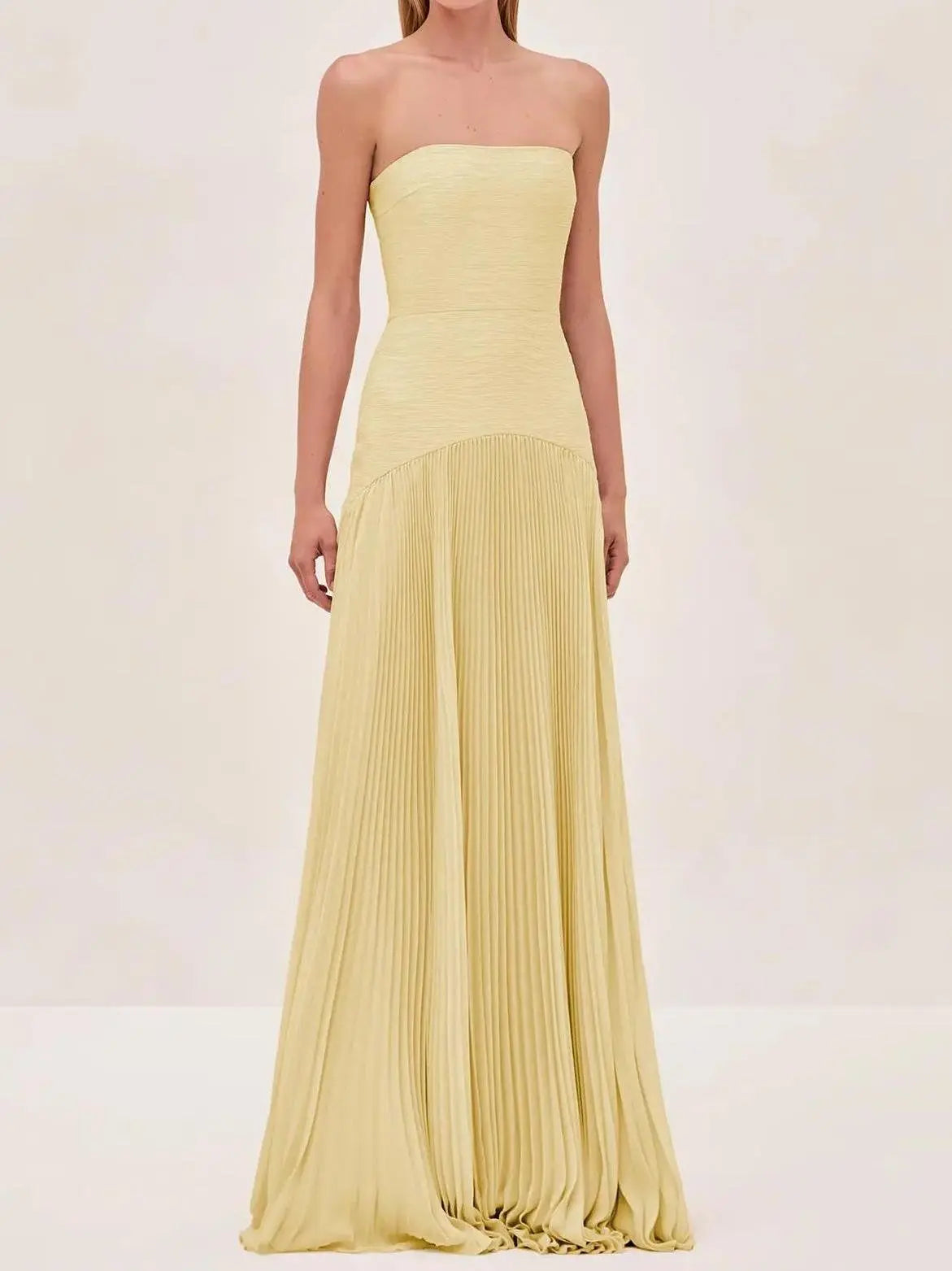 Beata | Strapless maxi-jurk met geplooide rok