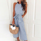 Luchtige & stijlvolle dames jumpsuit met tailleband en strepen