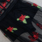 Maxi jurk met bloemenborduursel en spaghettibandjes