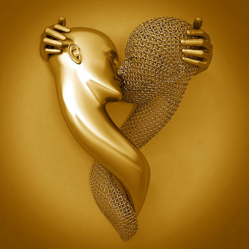 Liefdescanvas met metalen figuur