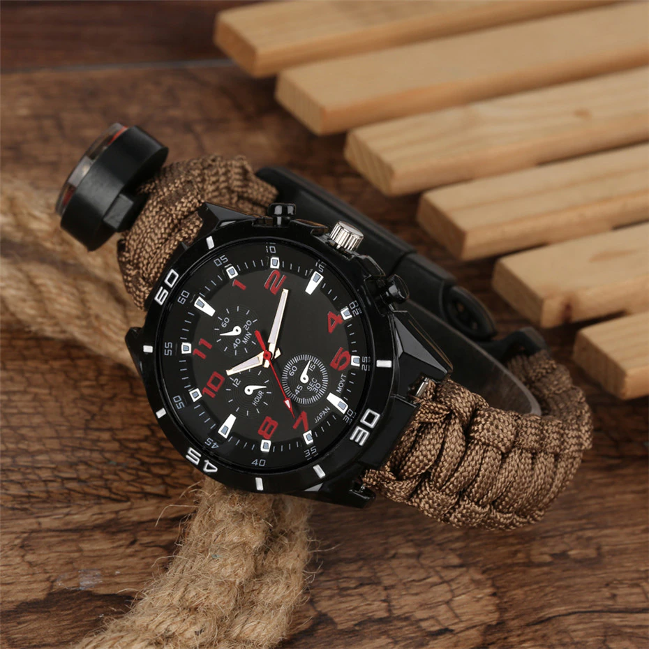 Overlevingshorloge in militaire stijl